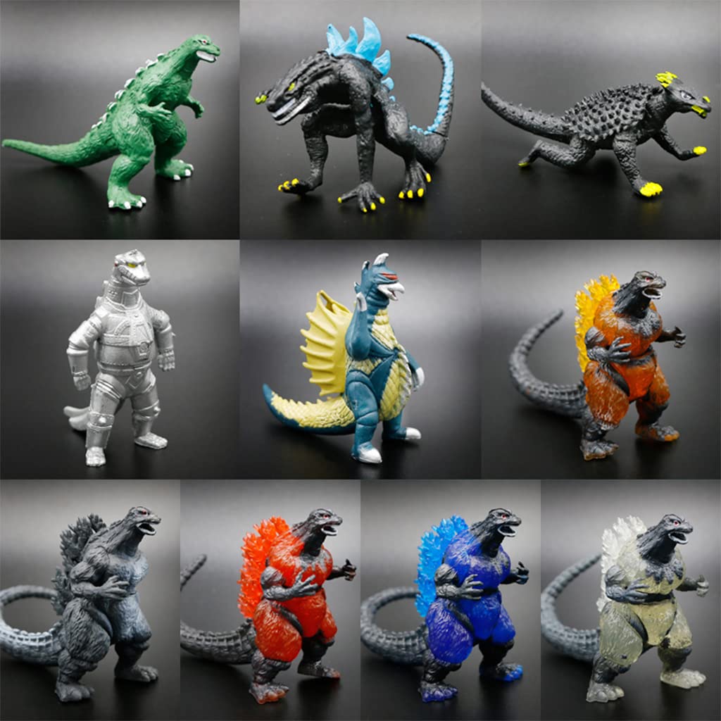 PATPAT  GodZilla Toys 10PCS Desktop King of Monster Model Collection God-Zilla Action Figures Soft Touch Vinyl PVC Dinosaur Toys Monster Toy for Kids Gifts for Kids (5-7cm)