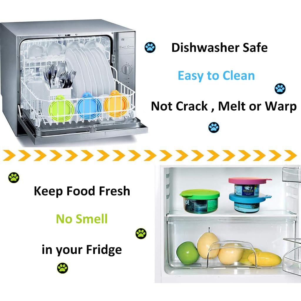 Qpets Pet Can Lid Cover for 3 5.5 12 oz Cans with Triple Ring Seal | Silicone Blue & Green