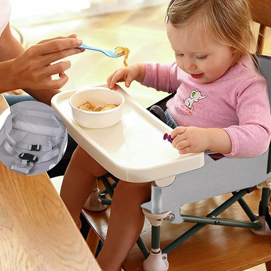 SNOWIE SOFT® Folding Booster Seat Baby Feeding Chair High Chair for Toddlers Anti-Slip Baby Sitting Chair with Table Portable Baby Feeding Seat for Home, Outdoor, for Toddlers 6 to 36 Months