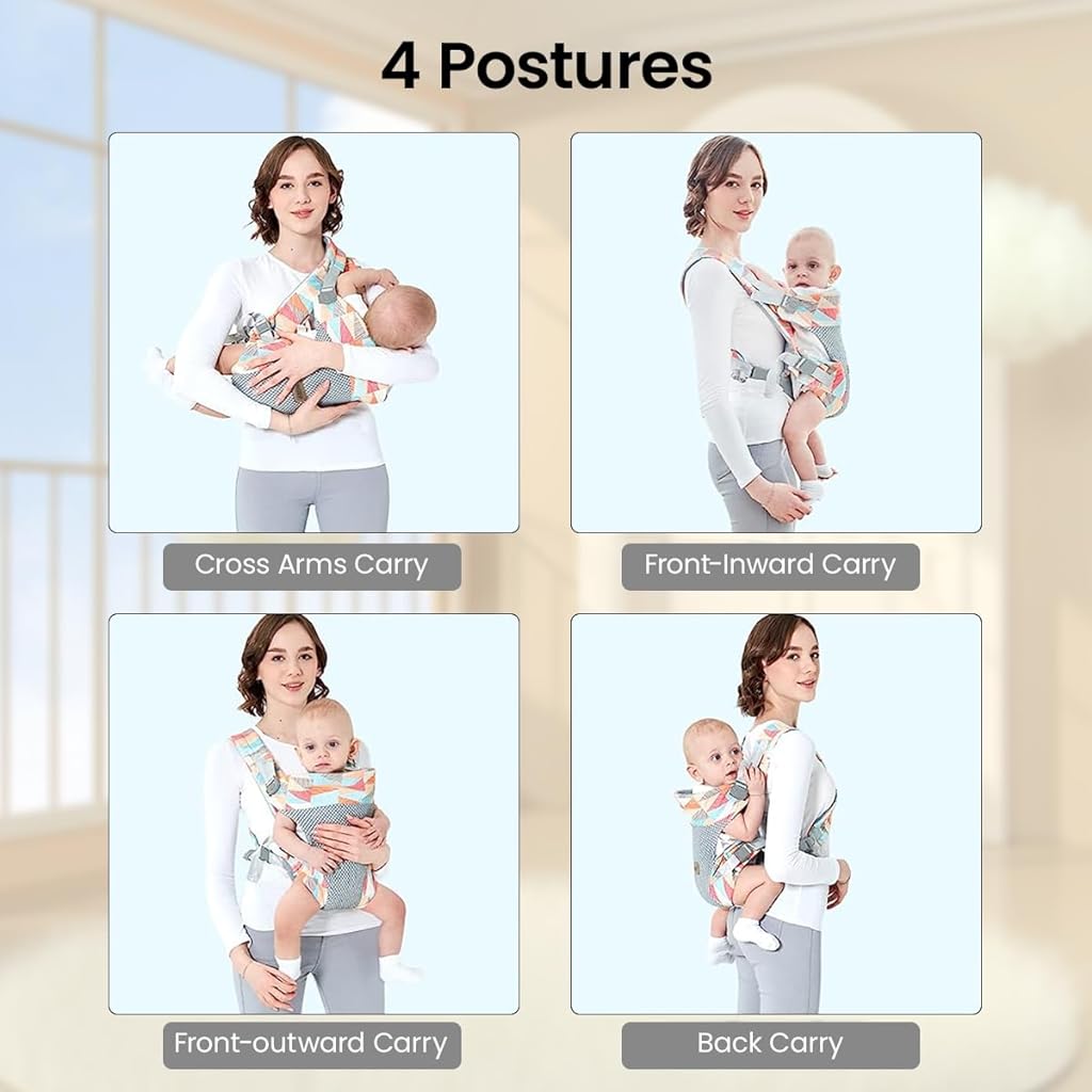 SNOWIE SOFT® 4 in 1 Baby Carrier, Adjustable Kangaroo Baby Carrier Front Baby Carrier Face-in/Out, Baby Wrap Carrier Soft & Breathable Baby Carrier for Newborn to Toddler, 0-36 Months, Under 25KG