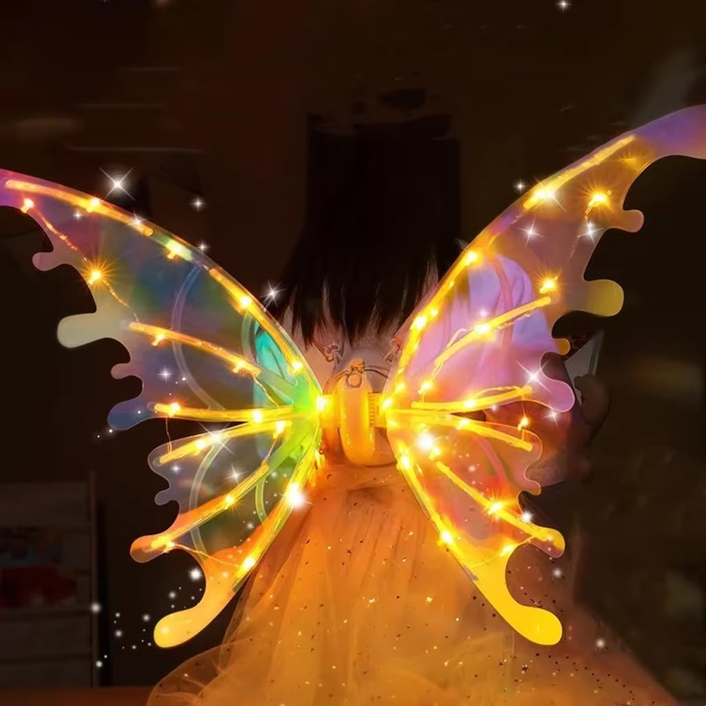 PATPAT Light Up Fairy Butterfly Wings for Parties with Flapping Motion and Music | Girls Costume Accessory
