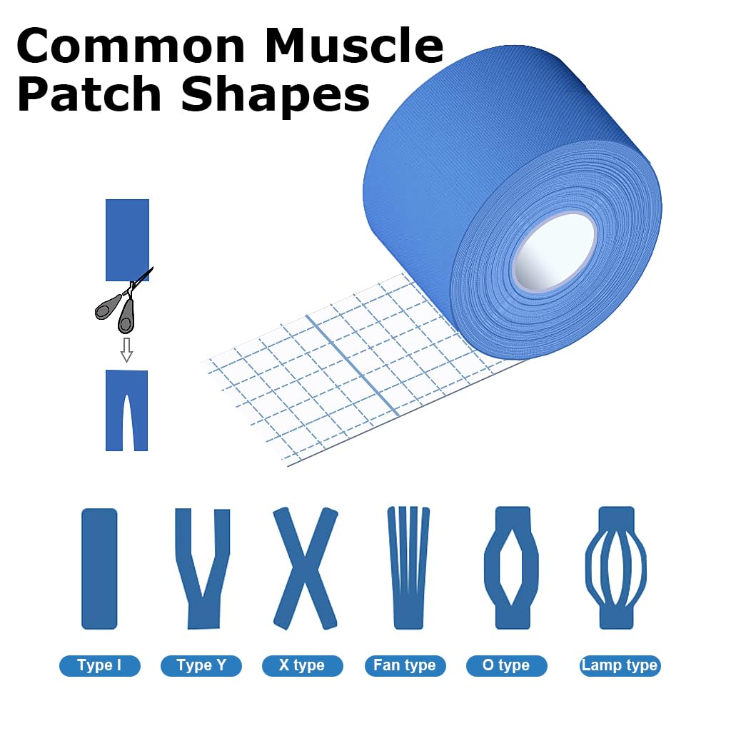 HANNEA Kinesiology Tape for Sports and Workout with Hypoallergenic Glue | Waterproof Blue Cotton Spandex
