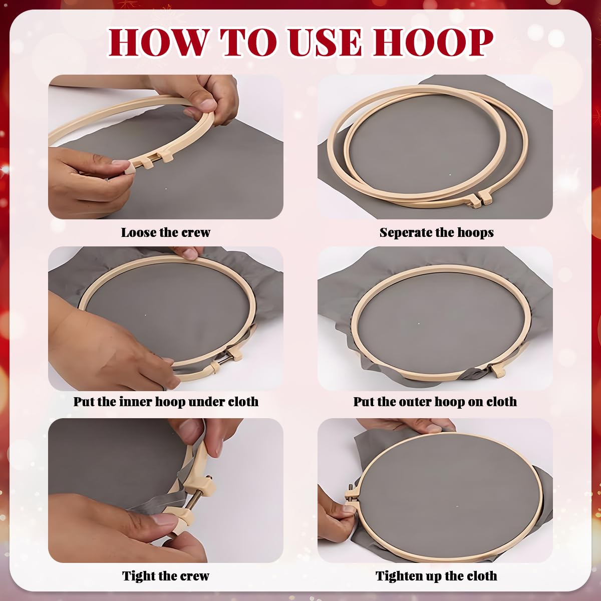 HASTHIP Embroidery Kit for Beginners with 7.8 in Hoop and Yarn for Kids and Adults | DIY Snowman Holiday Craft