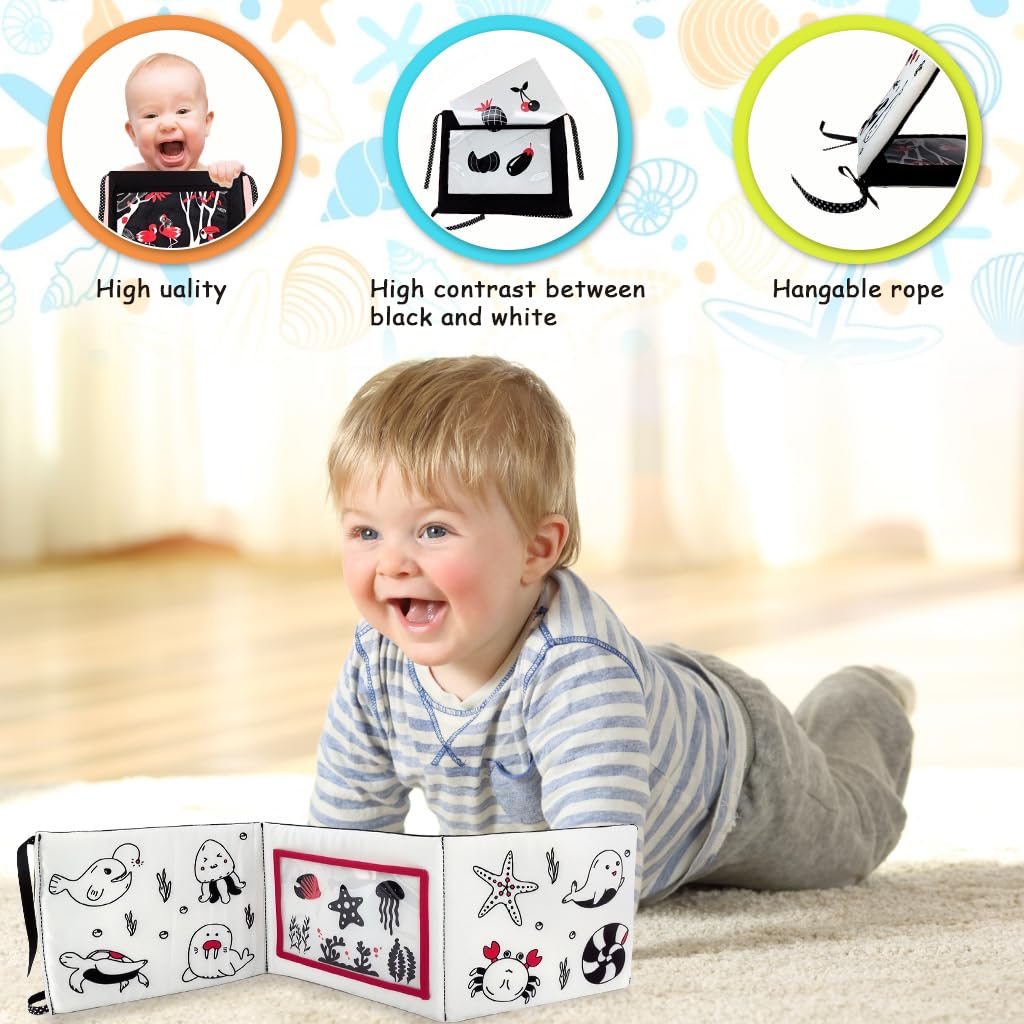 SNOWIE SOFT Baby Cloth Book for Early Learning with 3D Animal Tails and BPA Free Fabric | Sensory Toy for Newborns 0-12 Months