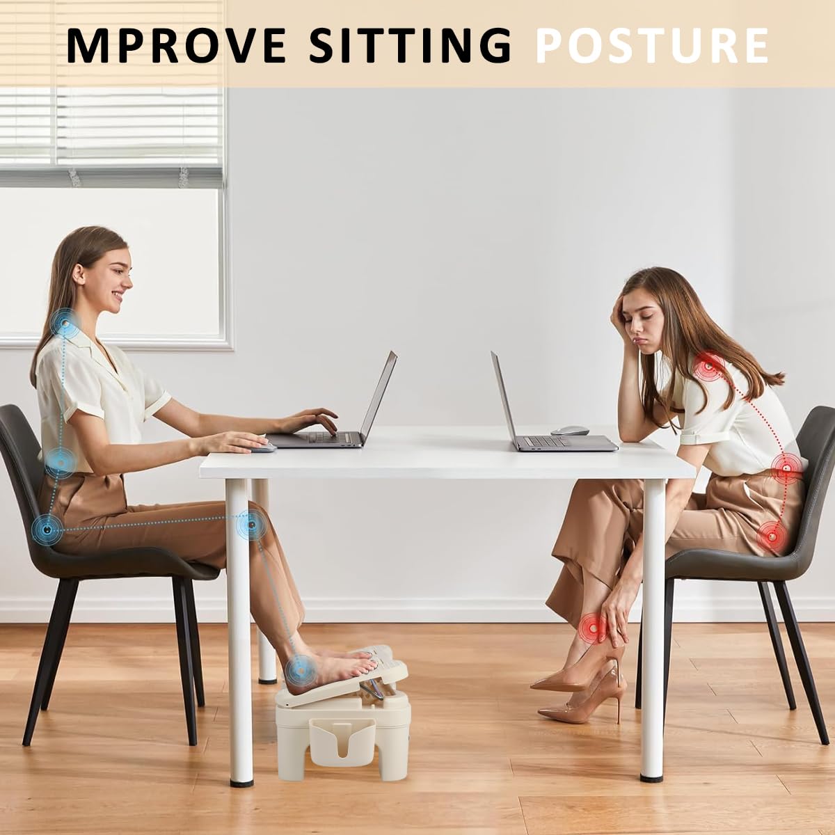 HANNEA Folding Foot Rest for Home and Office with Dual Row Massage Rollers | Height Adjustable Ergonomic Stool