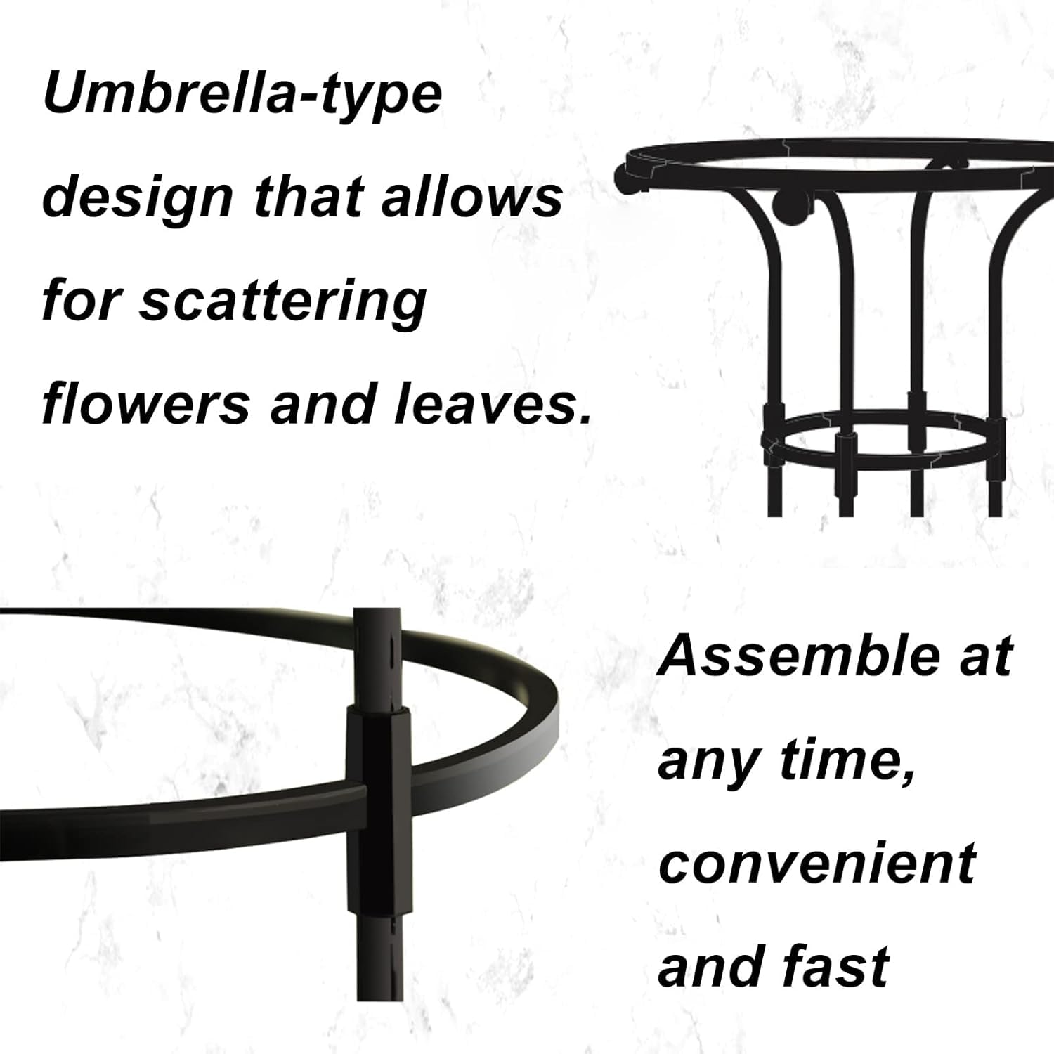 HASTHIP Metal Garden Trellis for Climbing Plants with Hollow Roof Design 90cm | Rust-Proof 3 PCS Set