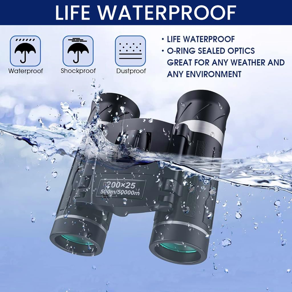ZORBES Pocket Binoculars for Bird Watching and Travel featuring 200x25 Optics | Compact and Lightweight Design