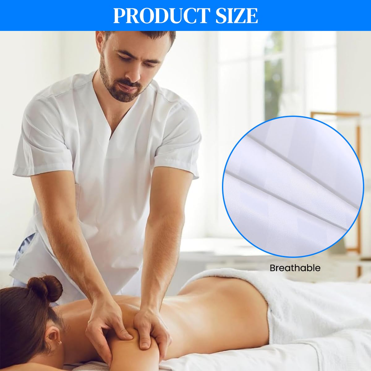 HASTHIP Massage Table Throw for Spa Use with Stripped Pattern 30x74 in | Silk Cotton White