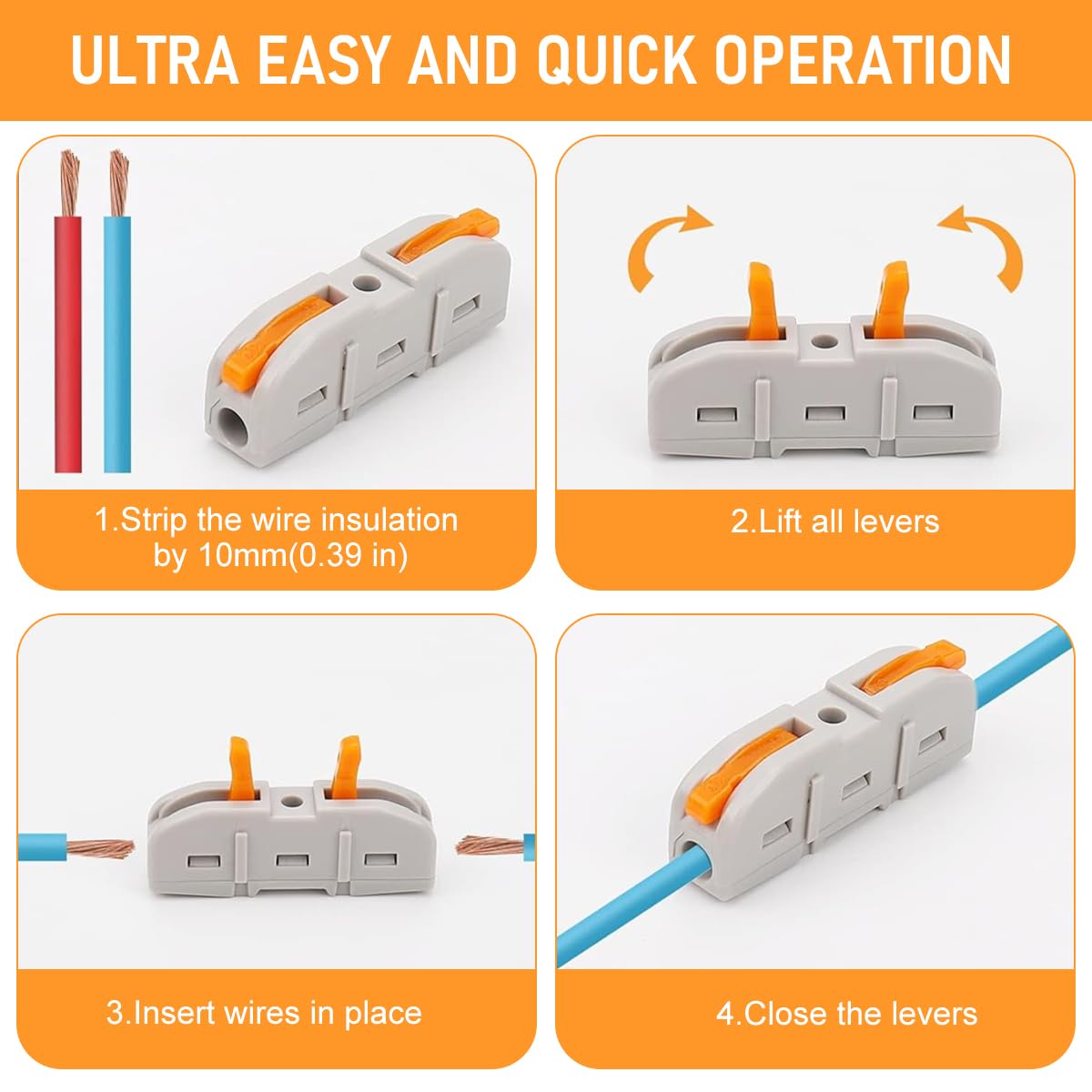 Serplex Cable Wire Connectors for 1 In to 1 Out Wiring featuring Push In Terminal Blocks 20PCS