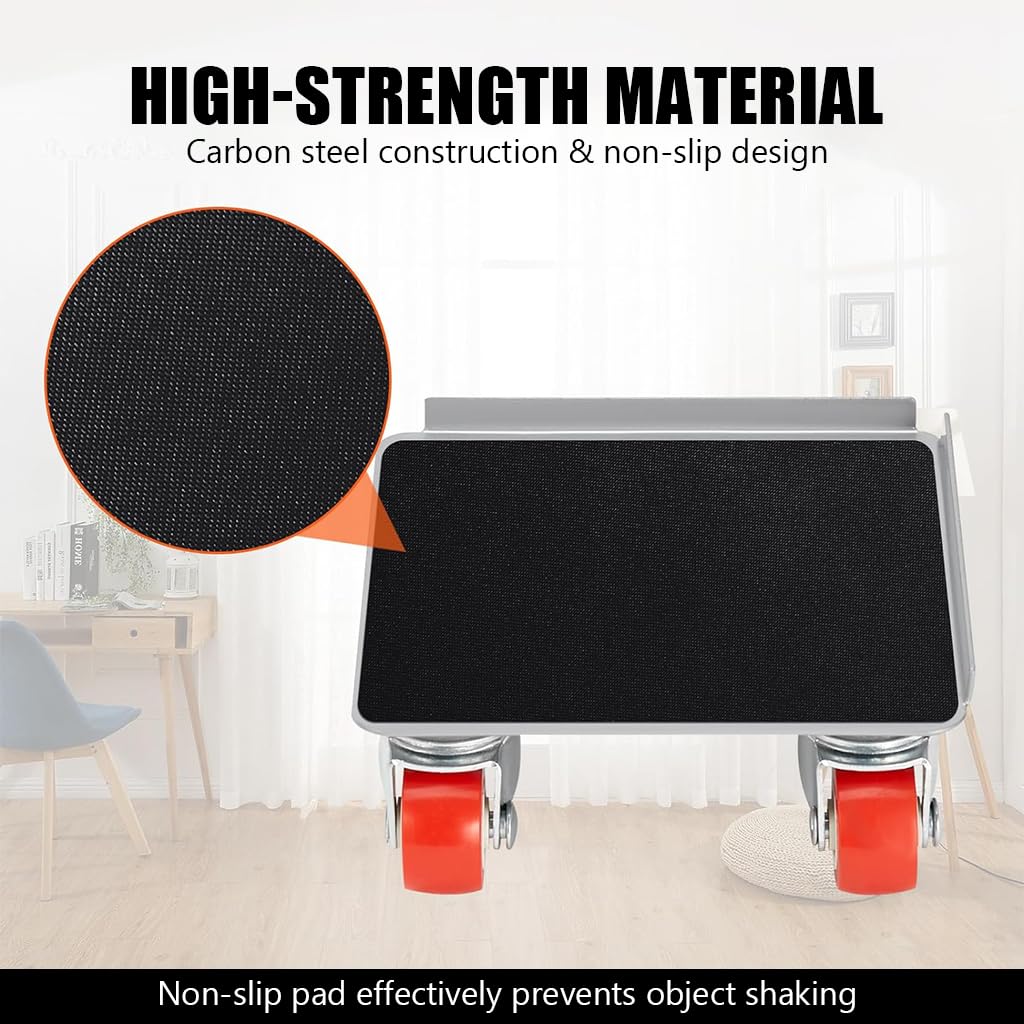 HASTHIP Furniture Moving Wheel Dolly 5-Wheel Moving Dolly 600kg Loading Capacity Plant Pot Moving Dolly with Lifting Tool & Anti-Slip Mat Furniture Dolly for Table, Sofa, Plant Pot, Home Appliances
