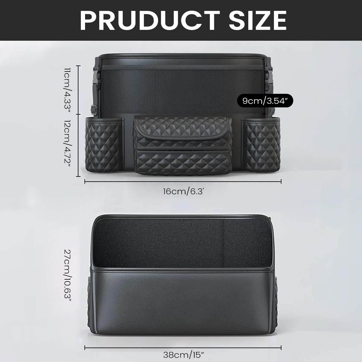 STHIRA Car Organizer for Center Console with Tissue Box and Cup Holder | 3PCS Seat Back Storage