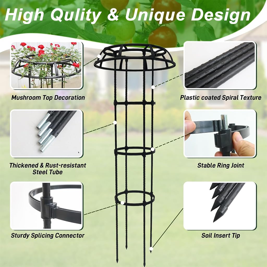 HASTHIP Upright Trellis for Climbing Plants with Cylindrical Hollow Roof | 135 cm Steel and PP Resin Garden Support