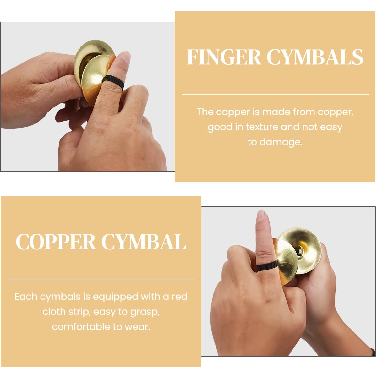 Proberos Finger Cymbals for Belly Dancing 5.3cm Dia with Traditional Sagats Design | Copper 2 Pairs