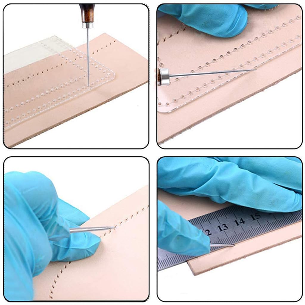 HASTHIP® 12 PCS Leather Sewing Repair Kit Leather Sewing Waxed Thread with Leather 7 Pcs Stitching Needle Tape Measure Sewing Awl for Leather DIY Stitching Repair Sewing Sofas Carpet Furs Sewing