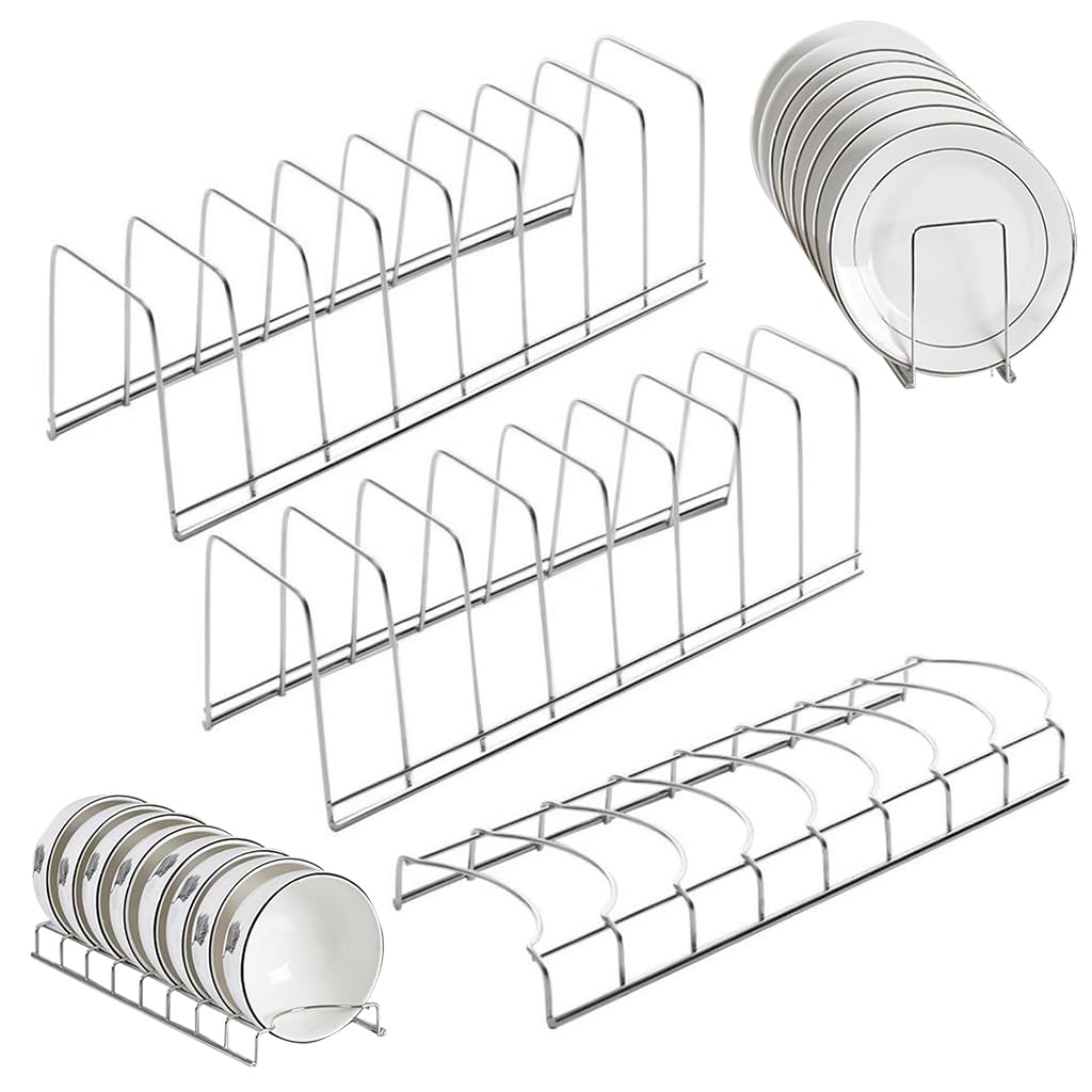 Supvox Plate Rack Stand for Kitchen with 3Pcs Stainless Steel Frame | Cabinet Organizer