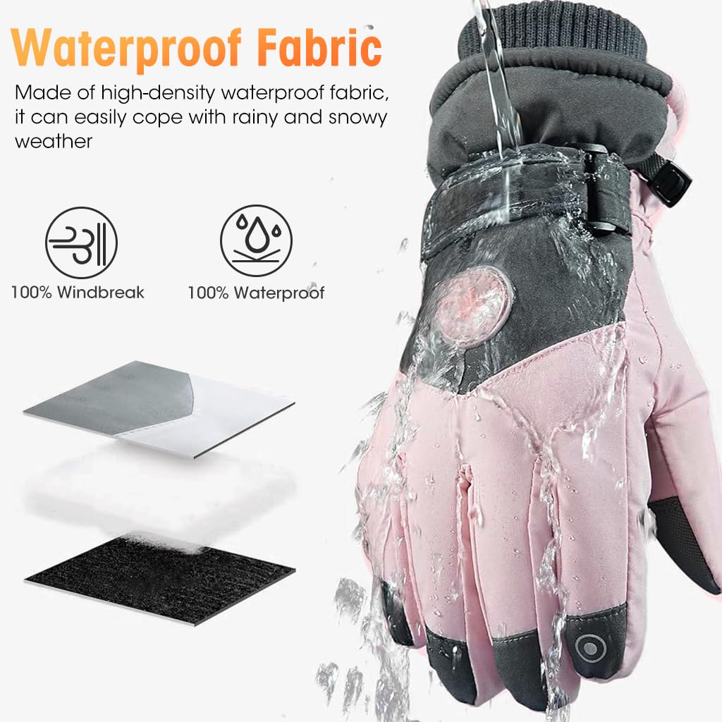 GUSTAVE® Winter Gloves for Women Warm Splashproof Windproof Riding Gloves Touch Screen Finger Anti-Slip Design, Ski Gloves, Bike Gloves