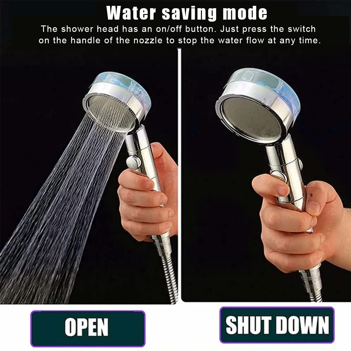 HASTHIP Hand Shower for Bathroom with 360° Rotating Turbocharged Flow and 26×7.8 cm Design | Water Saving Pause Switch and Dual Filter Cotton
