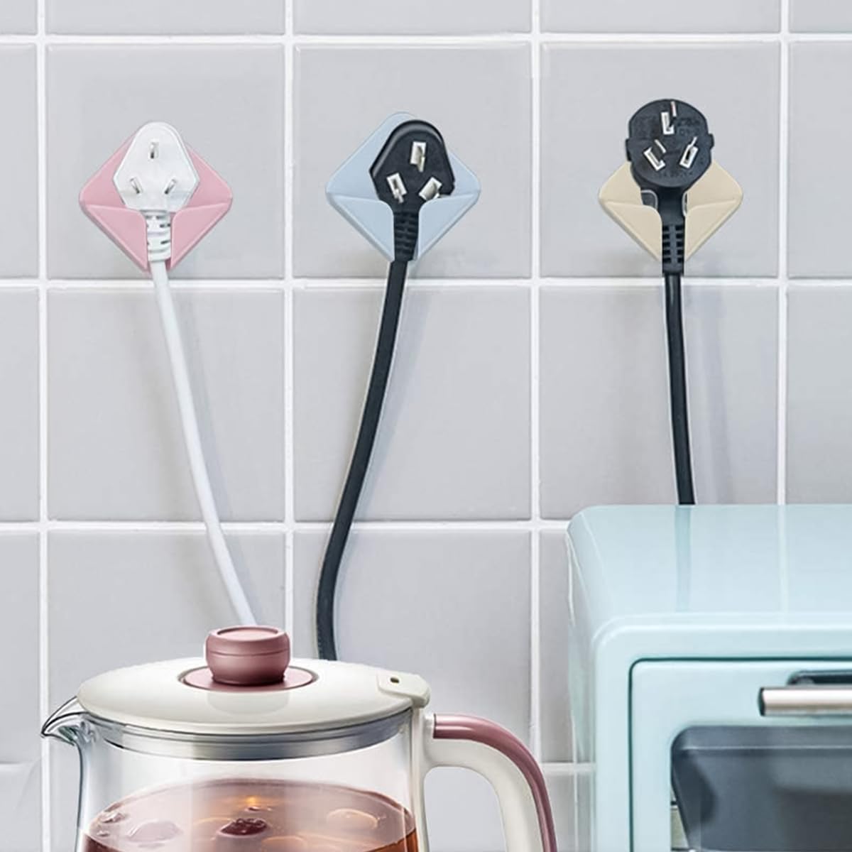 HASTHIP Wall Mounted Plastic Adhesive Hooks for Bathroom and Kitchen featuring Seamless Sticking 8 Pack