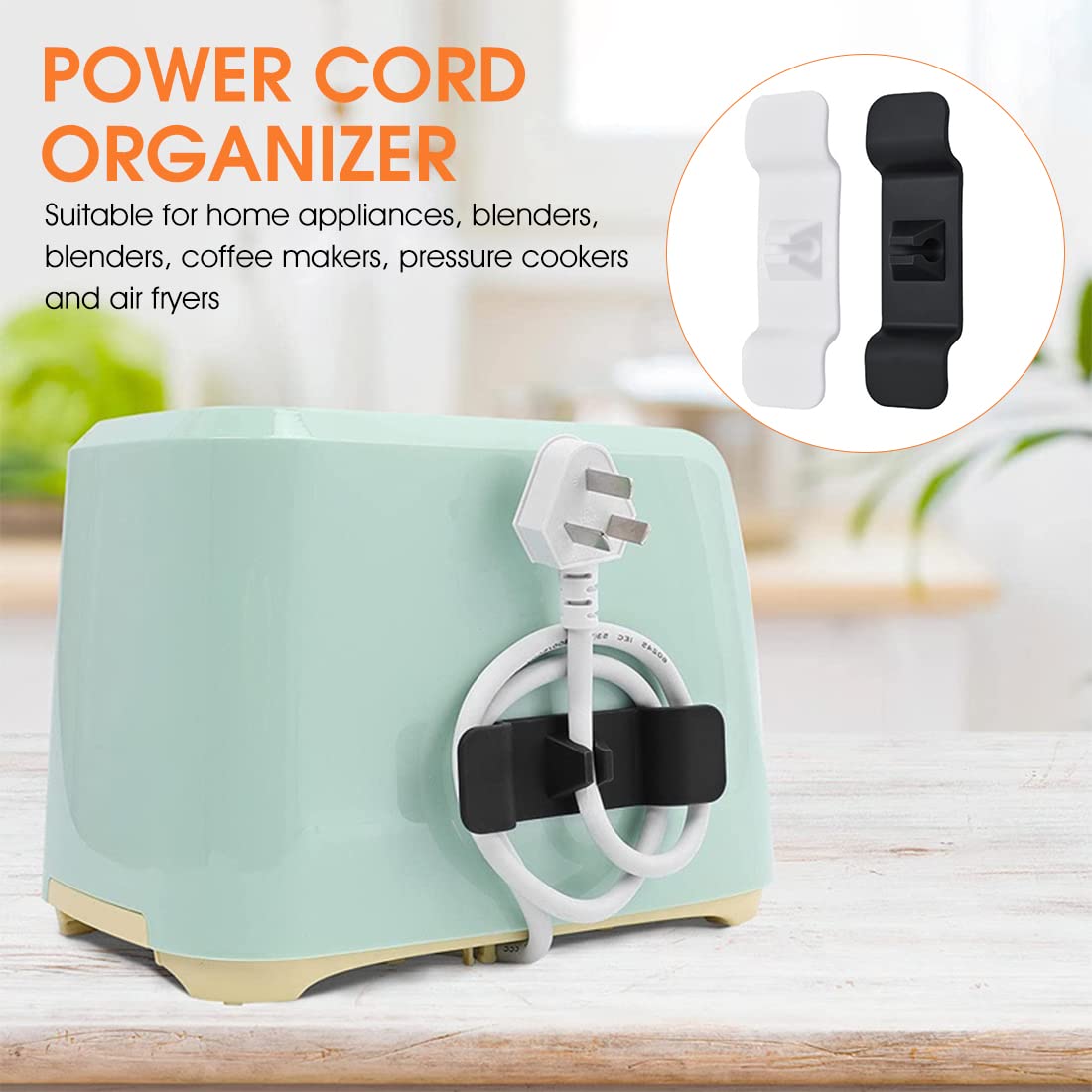 HASTHIP® Cord Organizer for Home Appliance, 2Pcs Self-adhesive Cord Holder Cable Organizer for Home Appliances, Mixer, Blender, Coffee Maker, Pressure Cooker and Air Fryer