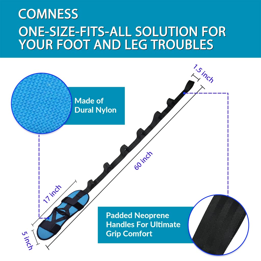 Proberos Yoga Belt for Stretching and Rehabilitation featuring 5 Loops Design | Blue Strap