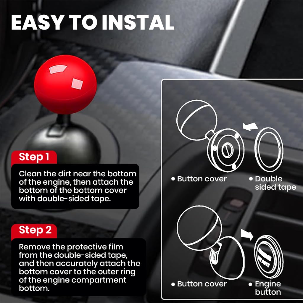 STHIRA Car Start Stop Button Cover for DIY Modification with Red Ball Design | Universal Fit