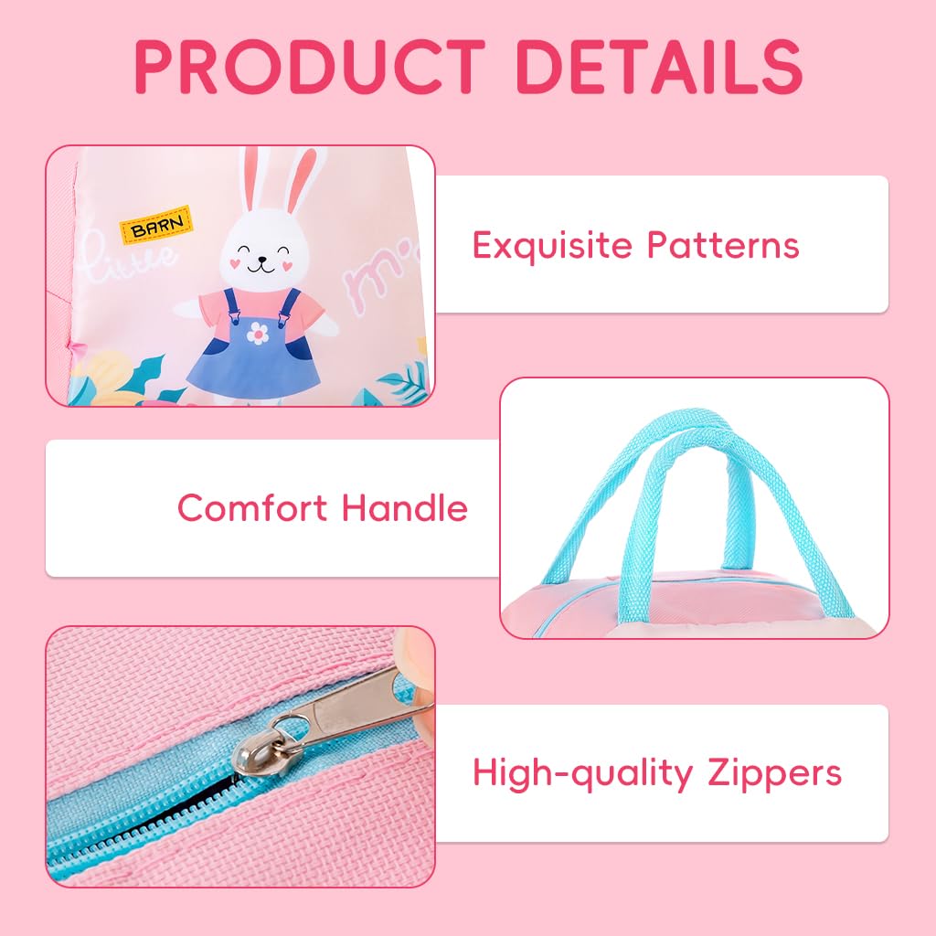 Zibuyu Lunch Box for Work and Travel with 3 Layer Insulation and 9.05×5.11×7.87 in Capacity featuring Waterproof Oxford Cloth | Cute Pink Tote