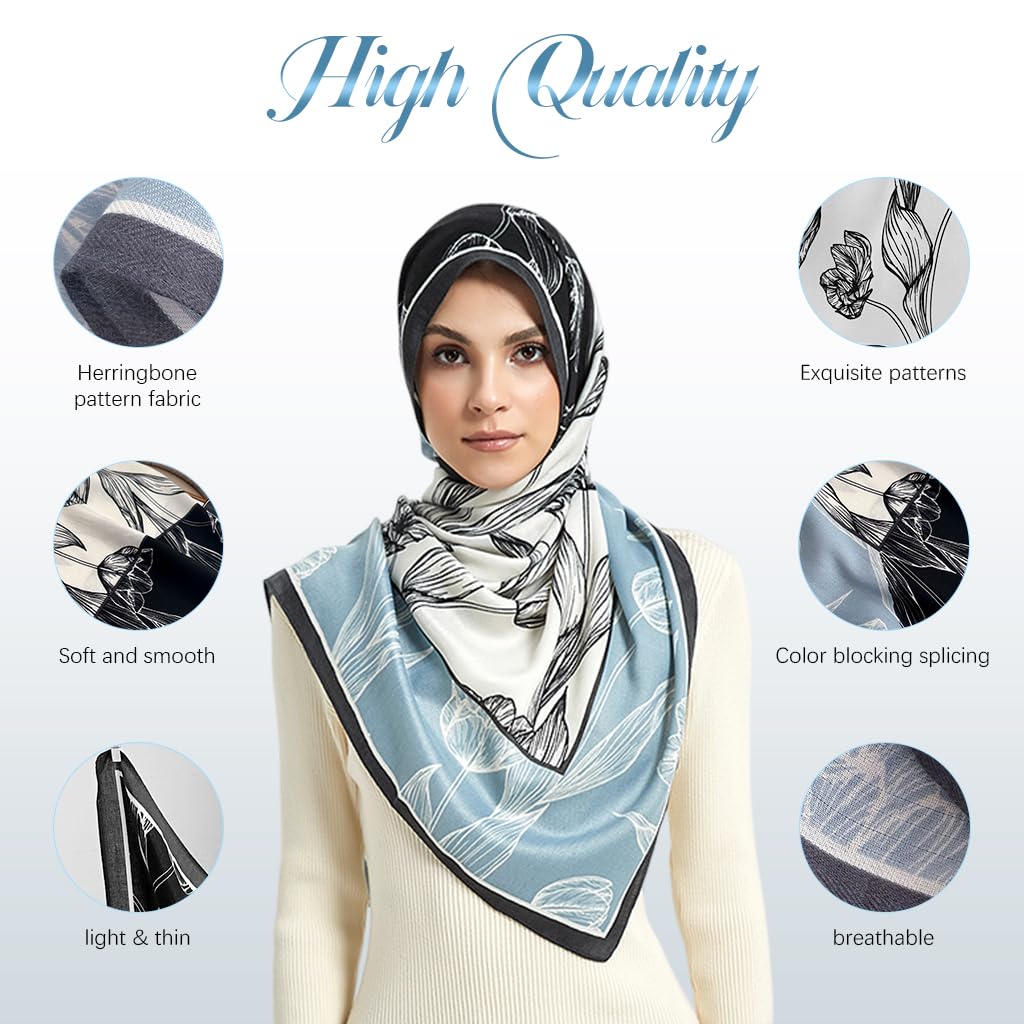 SANNIDHI Head Scarf for Women featuring Floral Print Fleece-like Texture 90×90 cm | Versatile Hair Wrap and Pillow Cover