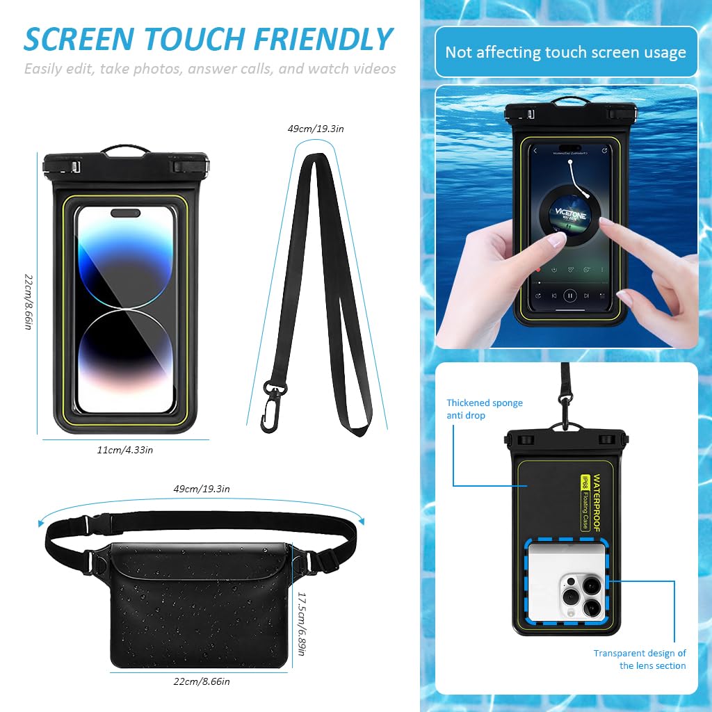 GUSTAVE Waterproof Mobile Pouch for Kayaking and Boating with Triple Seal & PVC Material | Fits 7 Inch Phones