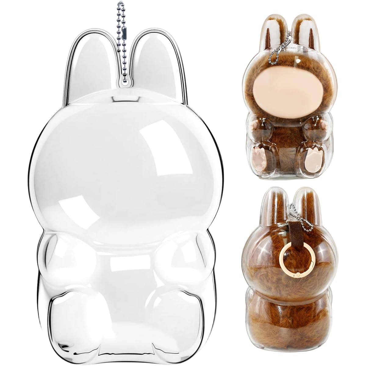 FANCYKU® Protective Case (No Doll), Transparent Acrylic Display Box with Keychain, High Clear Box Cover, Clear Protective case (Cola Sitting)