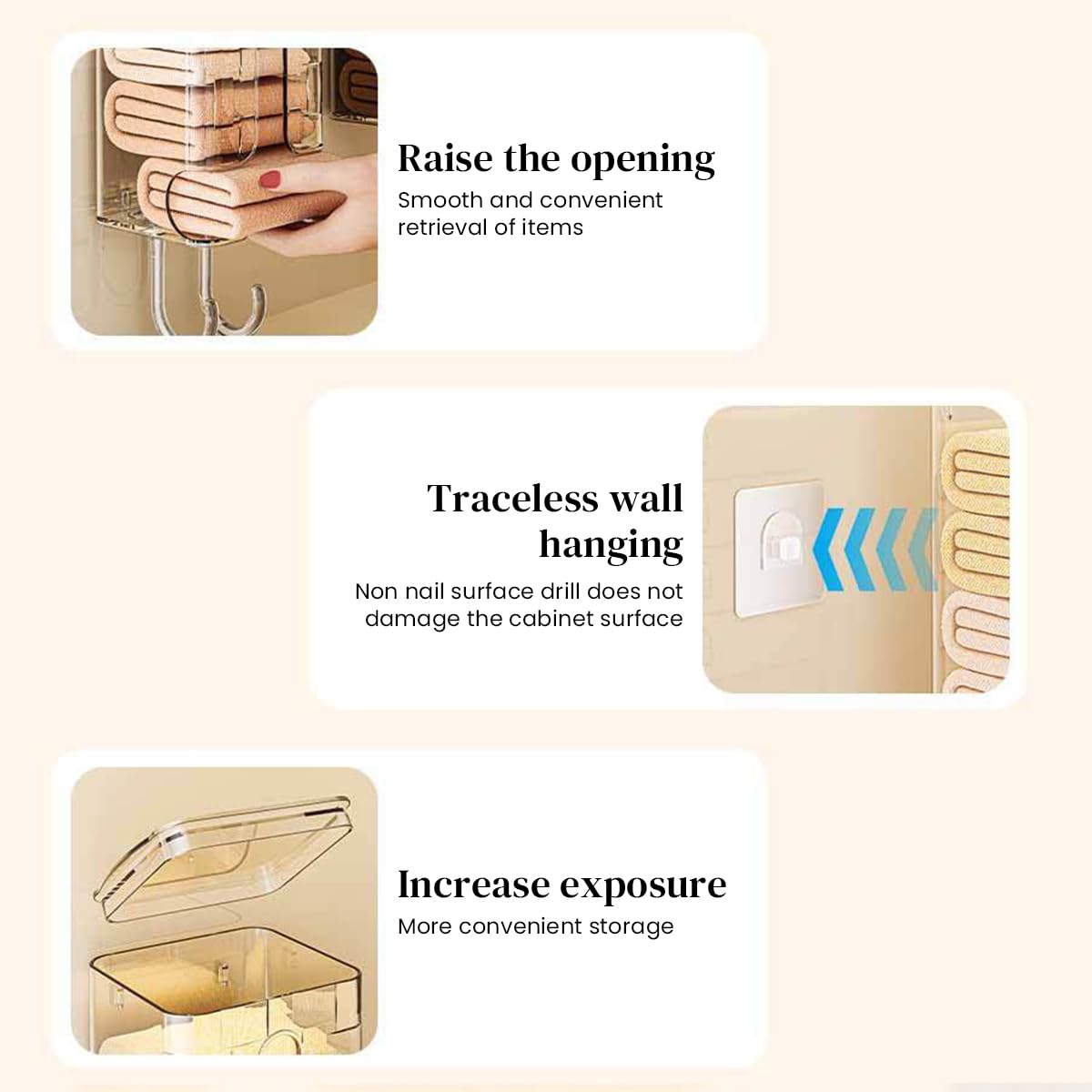 HASTHIP Wall Mount Underwear Organizer for Socks and Ties with Clear Acrylic Design | Space Saving Drawer Storage Box