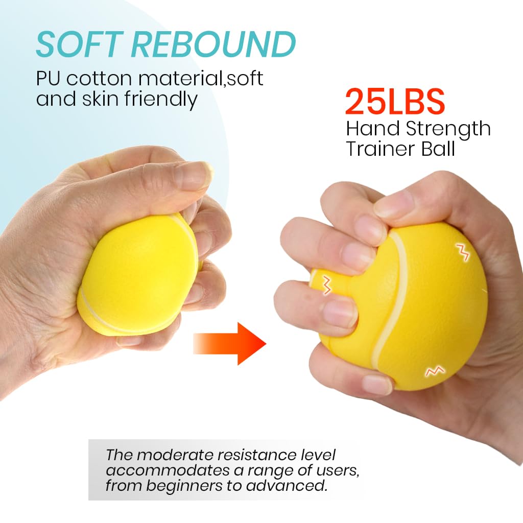 Proberos Hand Gripper Ball for Home Workout with 25lb Resistance featuring 4-Finger Loop Design