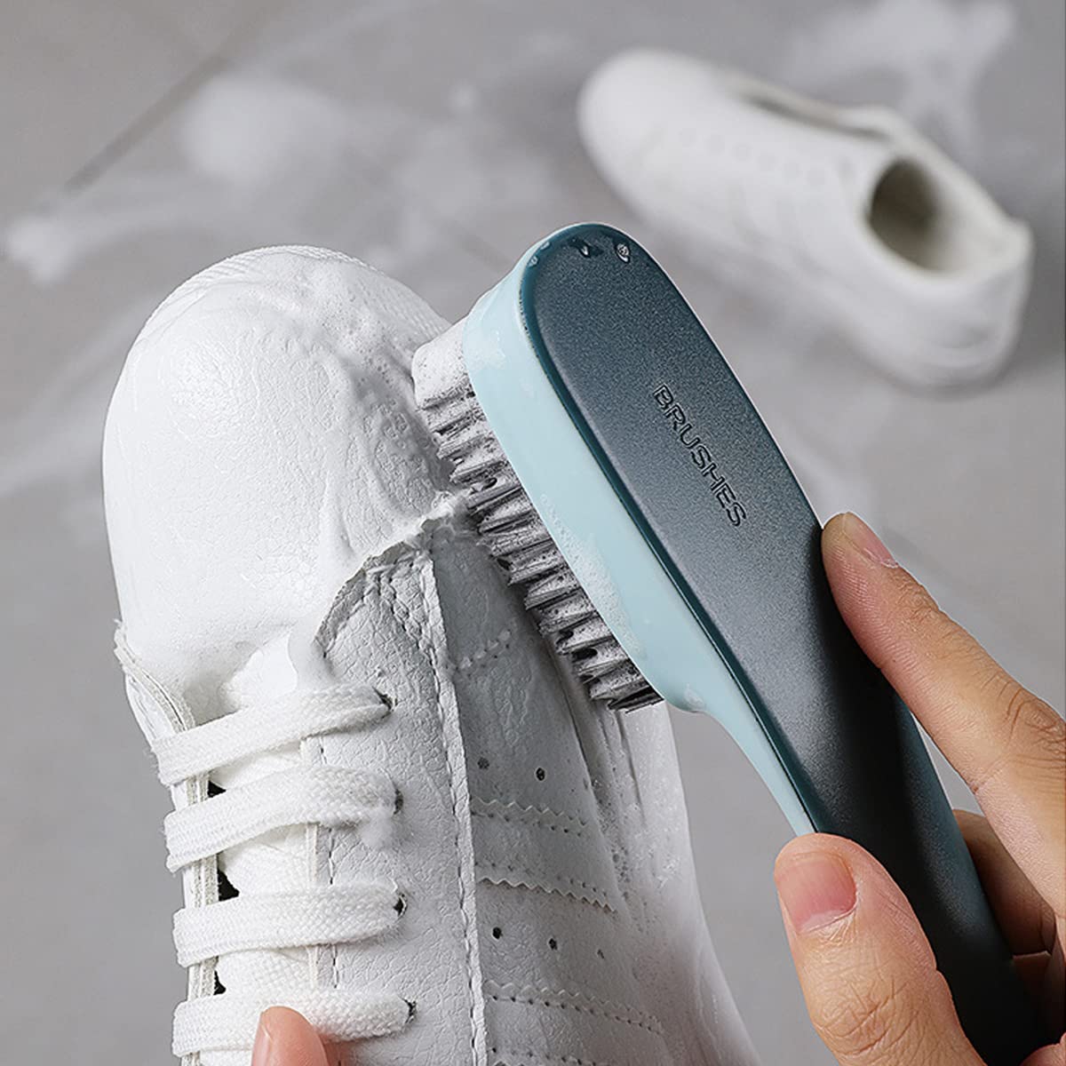 ELEPHANTBOAT Laundry Scrubbing Brush Set for Shoes and Clothes with Soft PBT Bristles | 2Pcs Long Handle and Rounded Grip Design