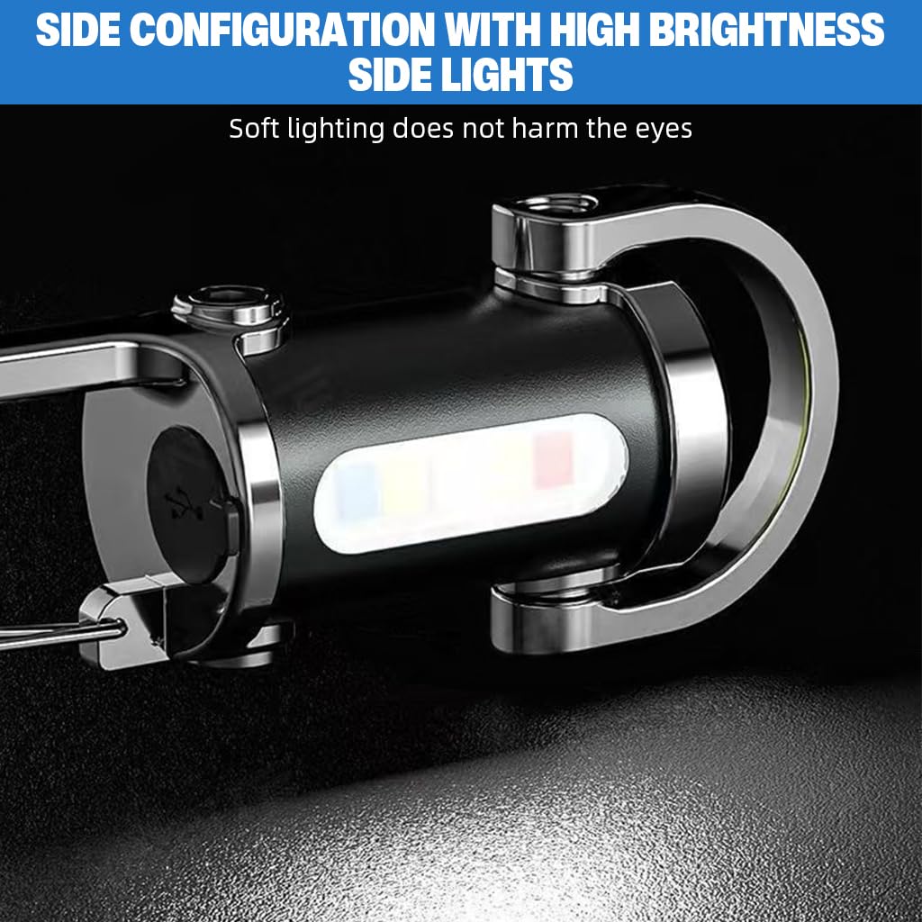 PROBEROS Mini Flashlight for Keychain and Pocket with Side Light and 3 Lighting Modes | USB Rechargeable