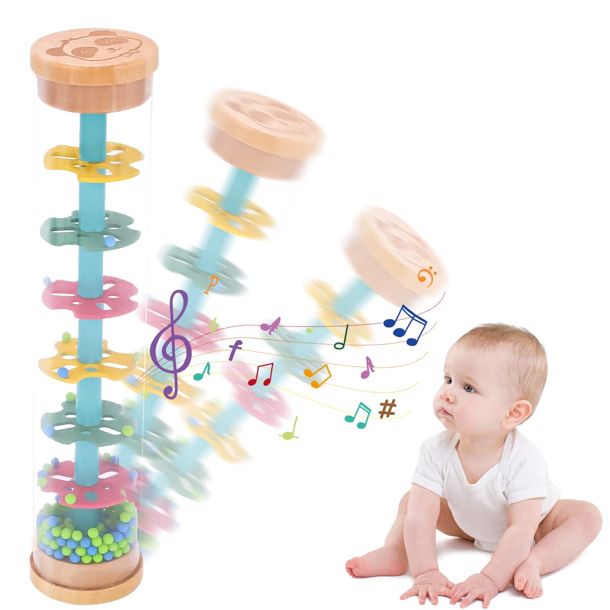 PATPAT® Fun Rain Stick Toy for Baby, Baby Rattle Toy Musical Toy Shaker Toy Sensory Toy Colorful Rainmaker Toy Rain Sound Soothing Toy for Baby 6 Month RattleToy for Kids Gift Toy