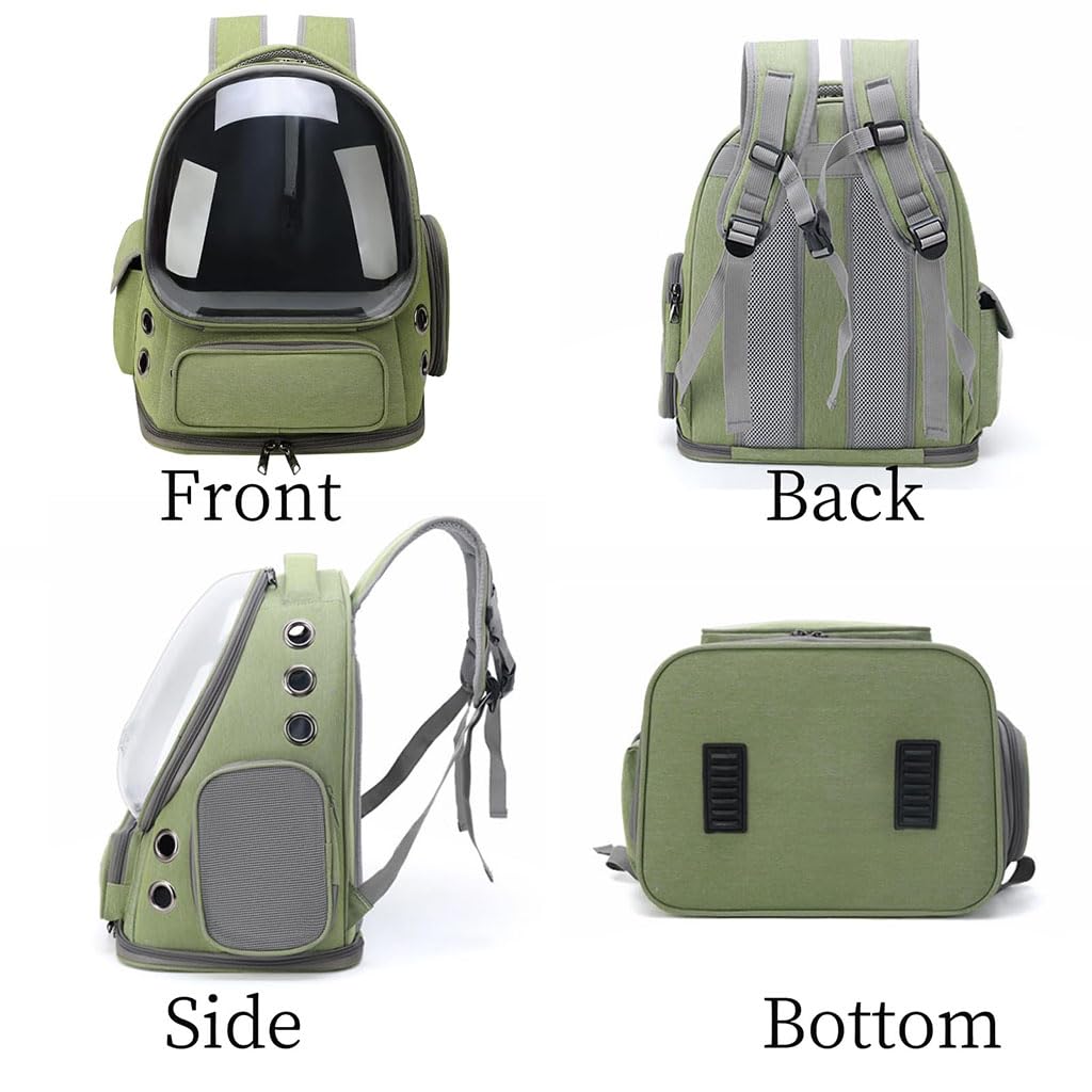 ZIBUYU Ventilated Cat Carrier Backpack for Outdoor Travel with Clear Dome Window and Mesh Panels