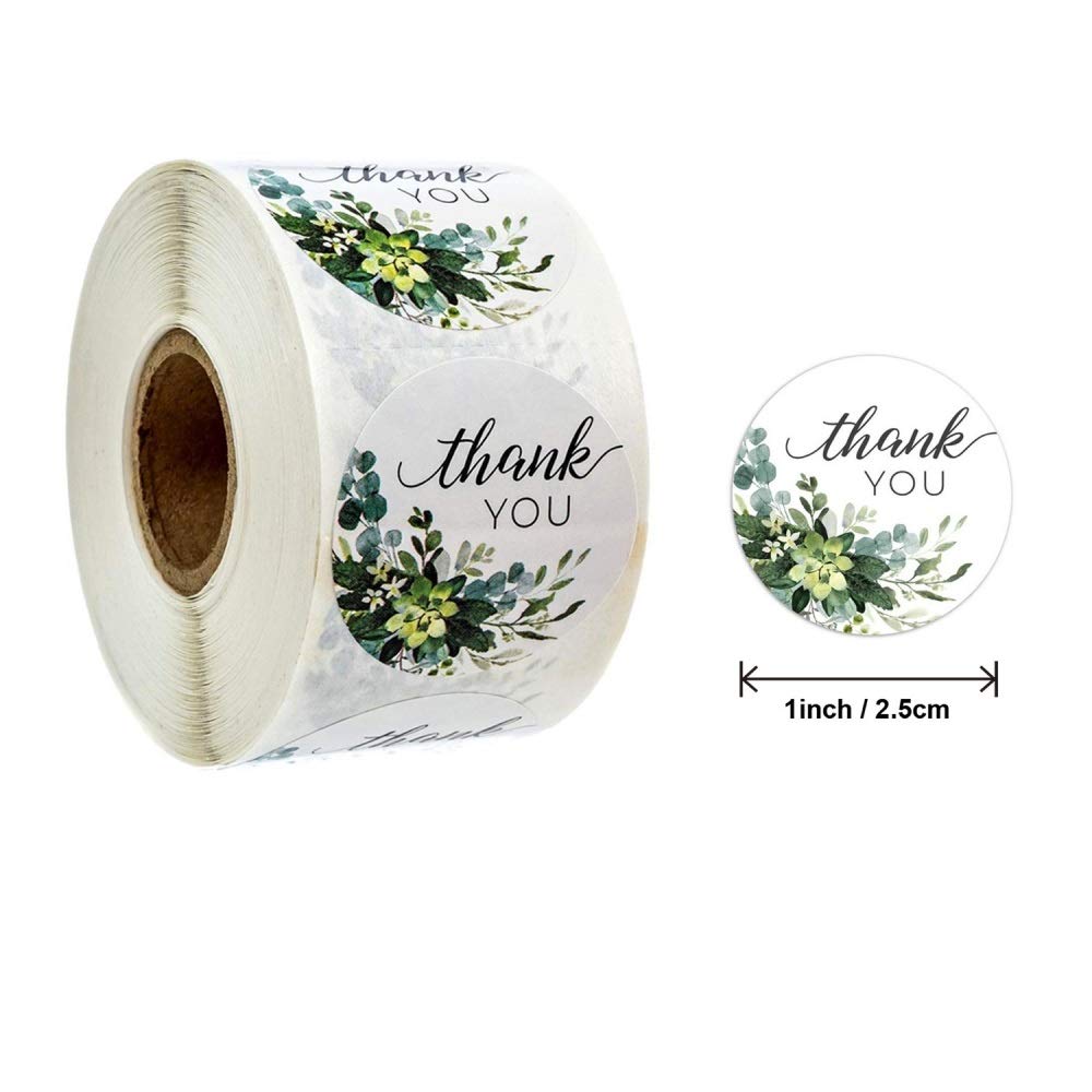 HASTHIP® 500 Pcs Thank You Stickers Labels 1 Inch Elegant Floral Gift Tags for Supporting My Business Gift Paper Roll of Stickers for Christmas Craft Card Makin