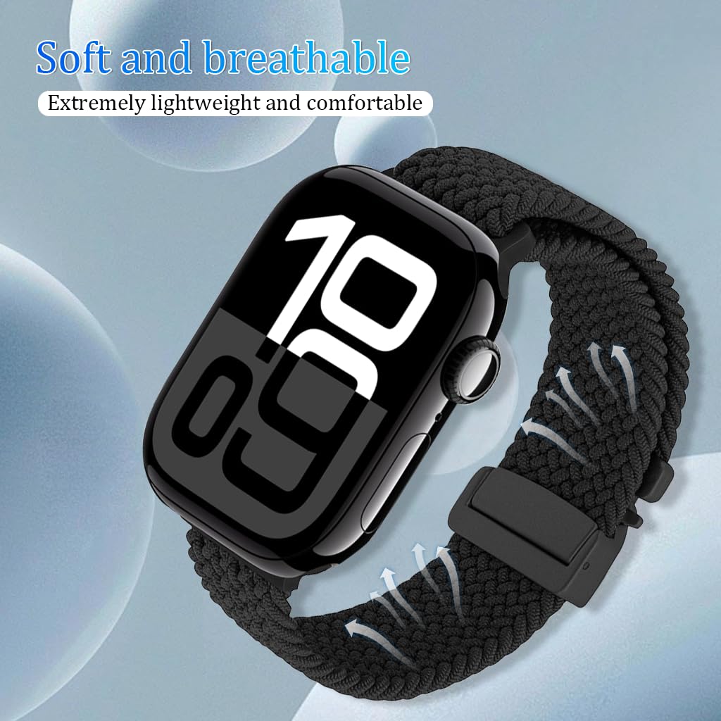 ZORBES Nylon Braided Band for Apple Watch 49mm–42mm with Adjustable Parachute Buckle | Stretchy Loop Strap for Men and Women