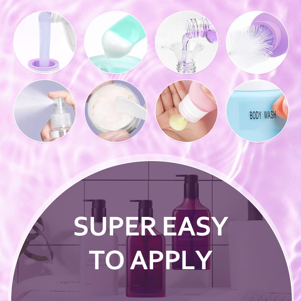 MAYCREATE Travel Bottle Kit for Toiletries with Leak Proof Air Valve | 16pc BPA Free Silicone Set