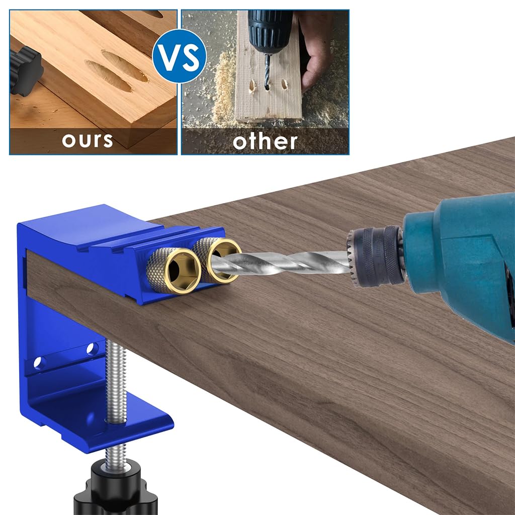 Serplex Woodwork Hole Drill Guide for Cabinet Making with Dual Hole 15° Design | Aluminum Alloy 46Pcs Set