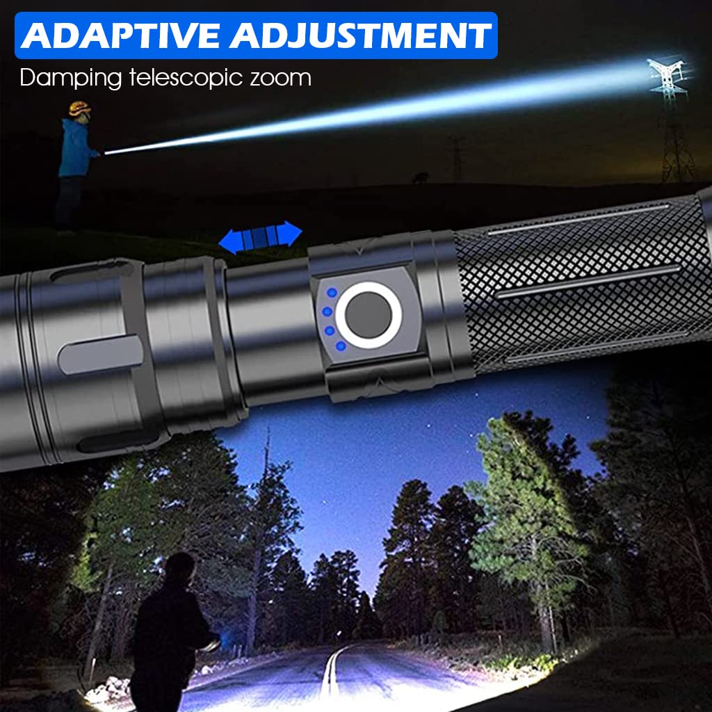 HASTHIP Flashlight with 8000 Lumen Output and USB Rechargeable LED | IPX5 Waterproof Design