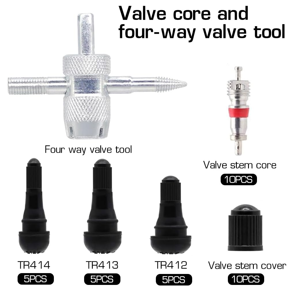 STHIRA Valve Stem Tool Kit with 40 pcs set and 4 way core remover | for car tire repair