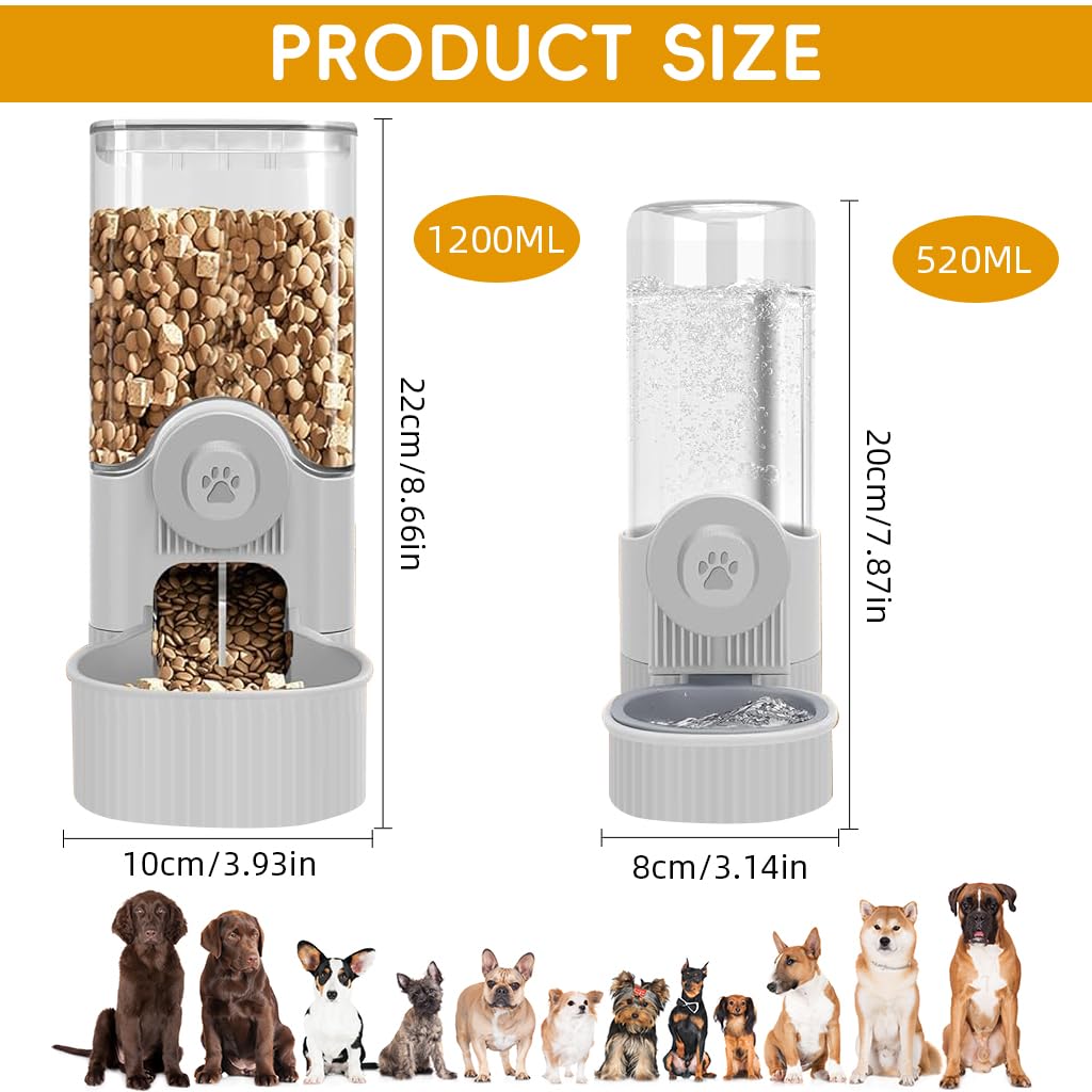 Qpets Auto Cat Feeder with 1200ml Food & 520ml Water Bowls featuring Gravity Feed System | Cage Mounted for Small Pets