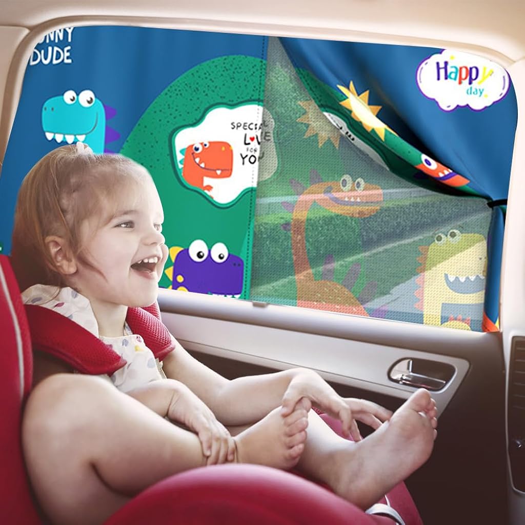 STHIRA® Parasol Magnético para Coche, Parasol Ventana Lateral de Dibujos Animados, Diseño de Doble Capa, 5 Capas de Aislamiento, Máxima Protección contra Rayos UVA y Anti-Mosquitos