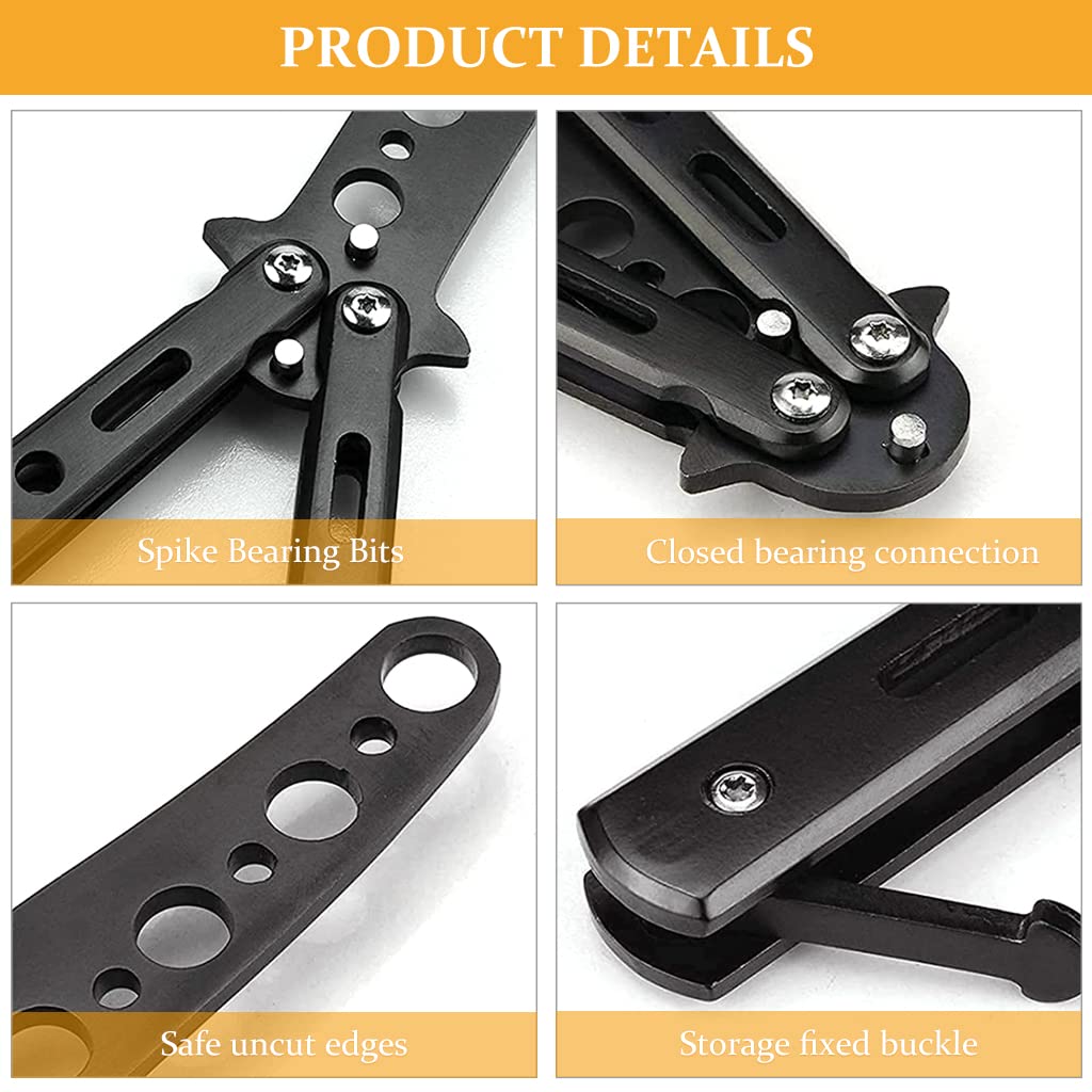 PROBEROS Butterfly Knife Trainer for Beginner Practice with O Ring Latch 2PCS Stainless Steel