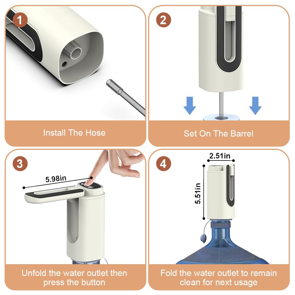 HASTHIP Automatic Water Dispenser Pump for 20 Litre Bottle with 3 Modes and Foldable Spout | USB Rechargeable 1200 mAh Battery