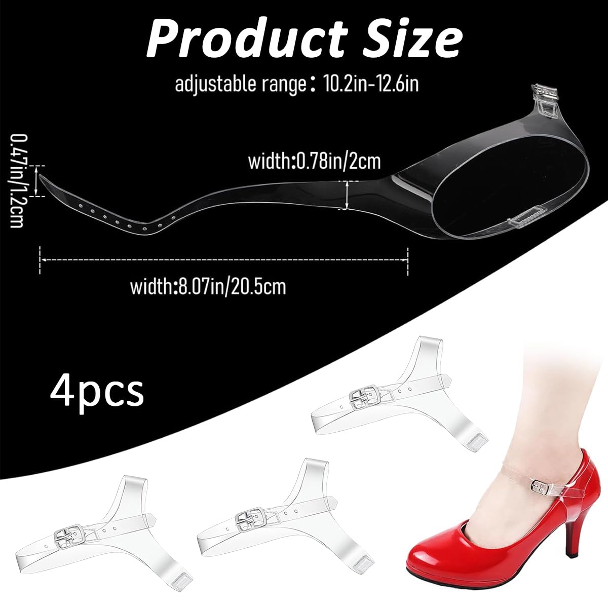 MAYCREATE® 2Pairs Transparent Shoe Straps Anti-slip Shoe Straps for High Heels Women Walking Shoe Straps Adjustable and Removable Shoe Straps for High  Heels