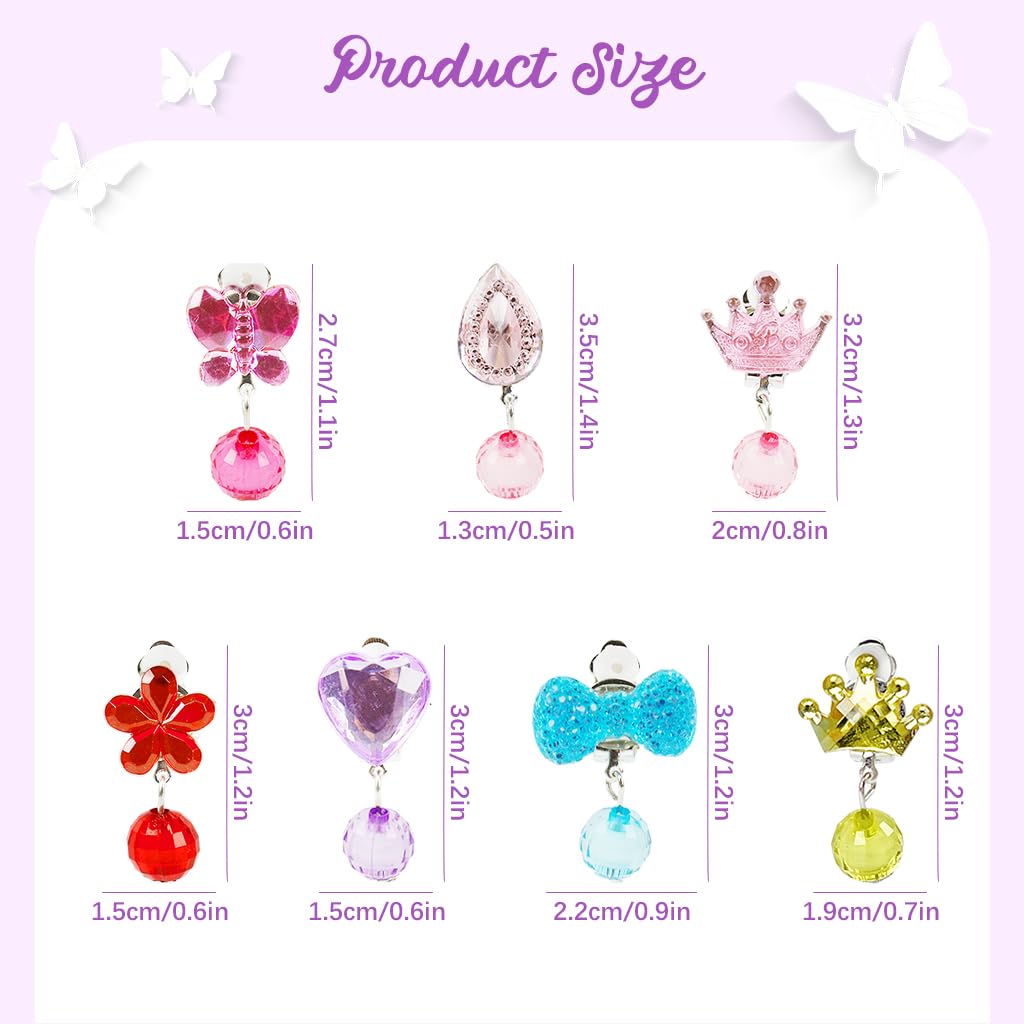 MAYCREATE Clip On Earrings for Girls featuring 6 Pairs Resin Unicorn Designs | Non Pierced Jewelry