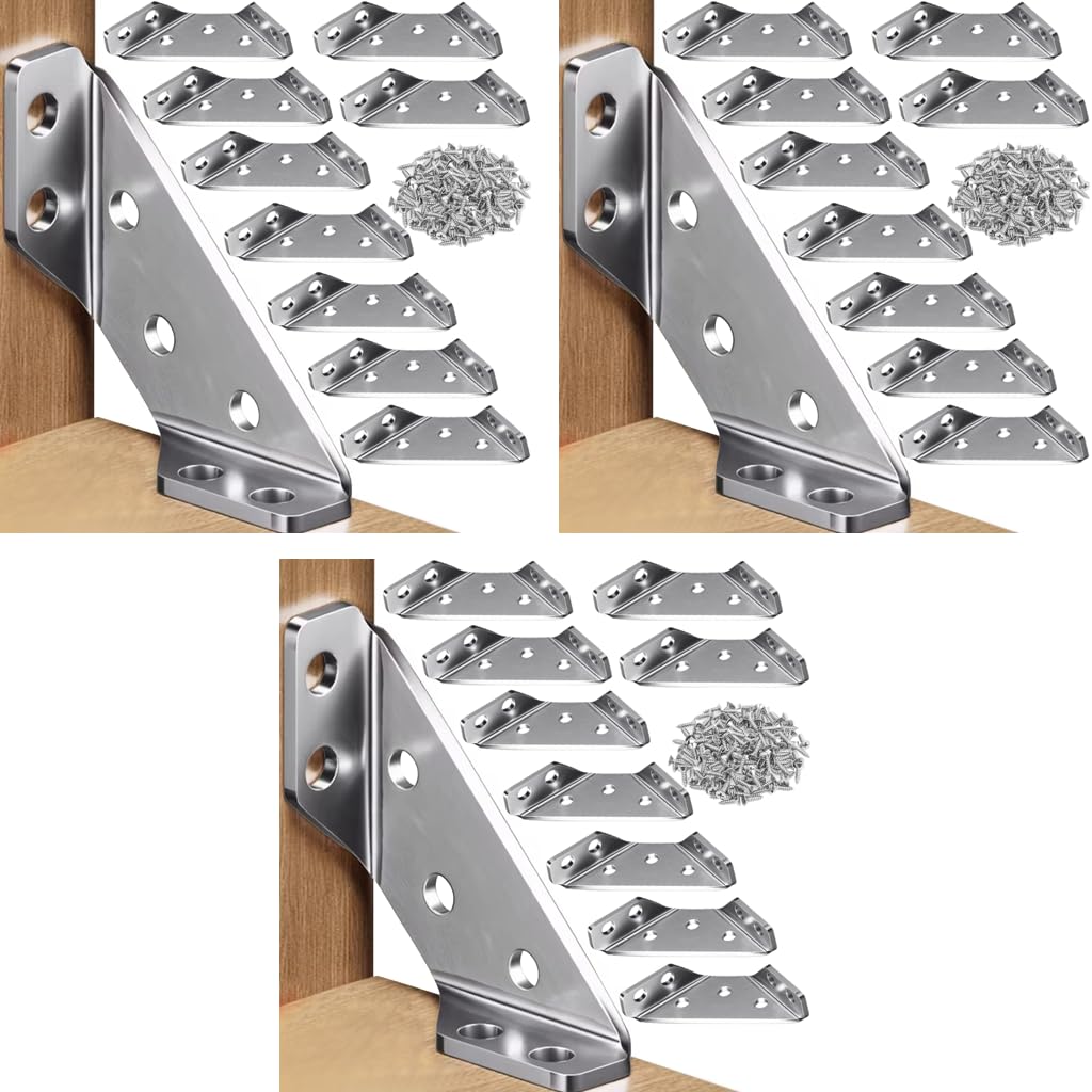 Serplex Shelf Brackets with 210 pcs Connectors and 60 pcs Screws for Wooden Panel Crafting | Stainless Steel 2 mm Thick Heavy Duty Furniture Support