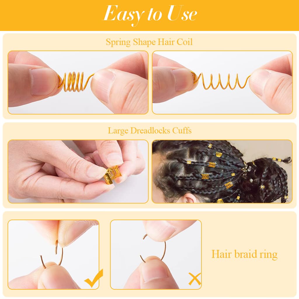 PALAY Hair Jewelry for Braids featuring 220 pcs Alloy Charms Rings and Cuffs for Women | Dreadlock Accessories