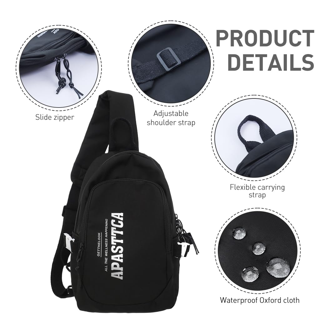 GUSTAVE Sling Bag for Men with 2 Main Compartments and Handle, Oxford Cloth 20x12x31cm | Black Crossbody for Travel and Daily Use